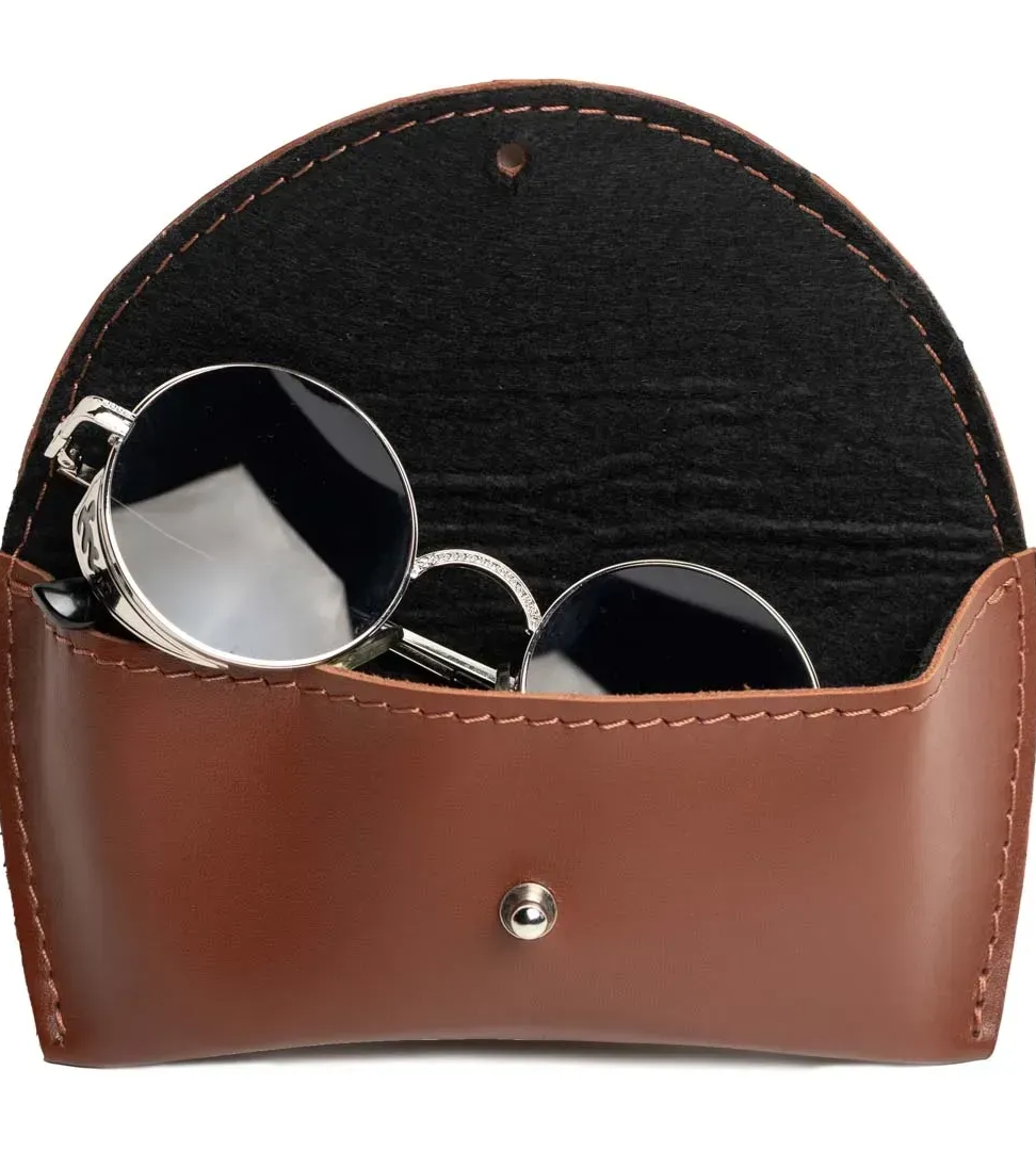 Leather Case for glasses cognac