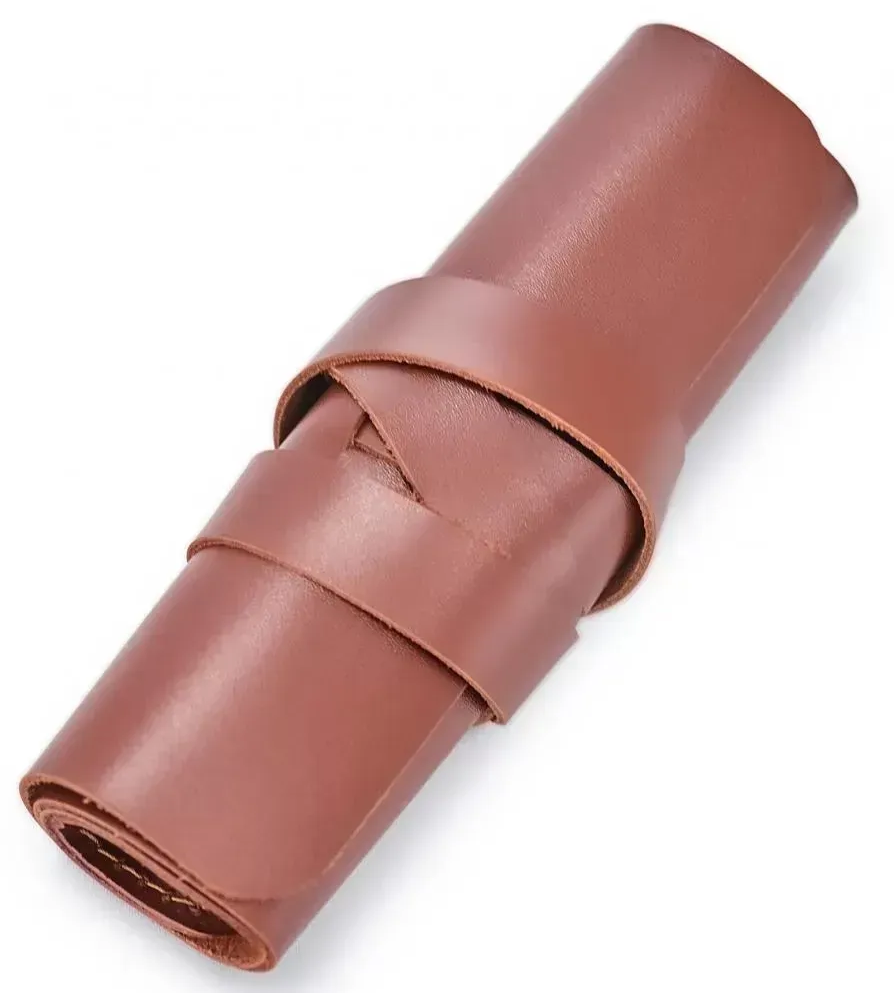 Leather wire wrap M cognac