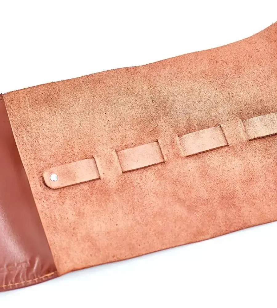Leather wire wrap M cognac